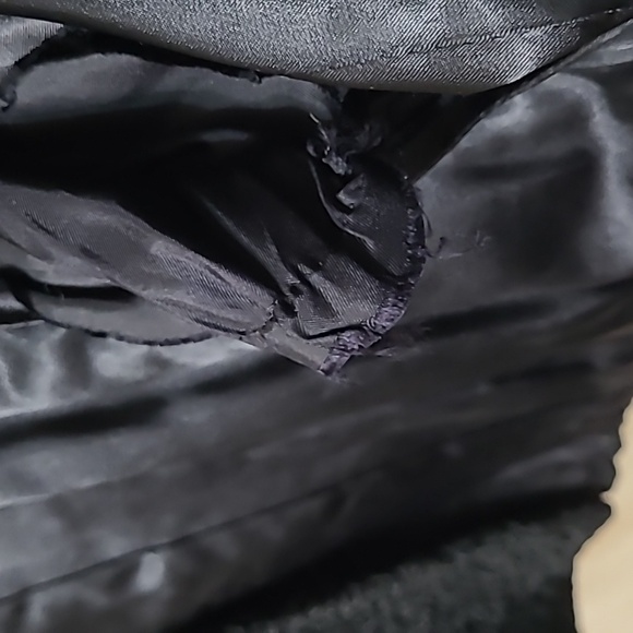 Vintage Mink Fur Trimmed with Mink Cuffs Black Curly Lamb coat Small. - Picture 5 of 8